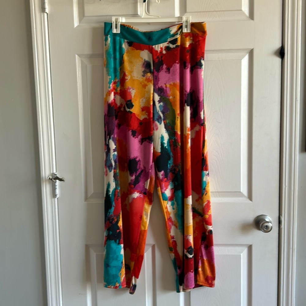 Women’s Size Large big legged colorful pants.
